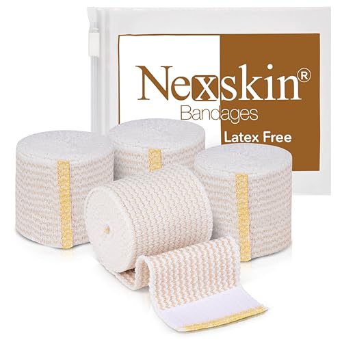 Premium Elastic Bandage Wrap (2” Wide, 4 Pack) - Nexskin Latex Free Athletic/Medical Compression Bandages Hook & Loop Fasteners at Both Ends - Lifetime Washable & Reusable Bandages - size: 4 Pack