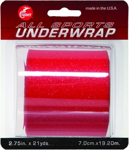 Cramer Tape Underwrap, Sports PreWrap for Athletic Ankle, Wrist, and Injury Taping Jobs, Hair Tie, Headband, Patella Support, Pre-Wrap Athletic Tape Supplies, 2.75" X 21 Yard Roll of Pre Wrap , Red - color: Red
