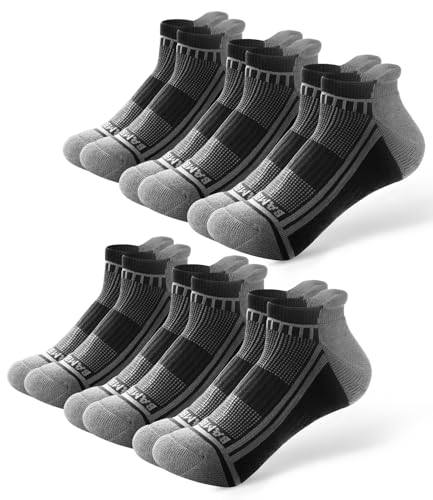 BAMBOO COOL Mens Athletic Ankle Socks Moisture Wicking Cushioned 8 Pack - color: 6b-grey*6, size: X-Large