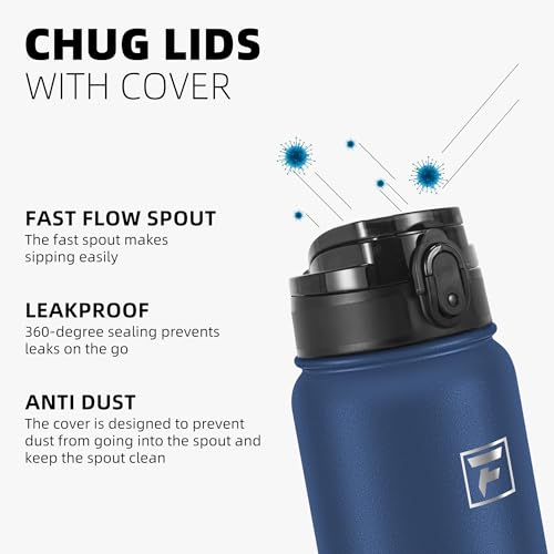 Fanhaw 20oz Stainless Steel Water Bottle with Chug Lid, Navy Blue - color: Navy Blue, style: 20 Ounces