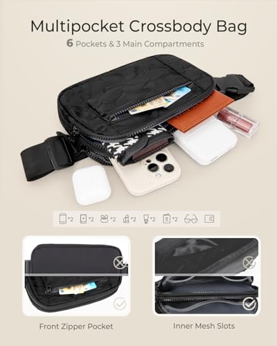 Fanny Packs for Women Crossbody Belt Bags, Waist Pack with Adjustable Strap - color: A-Black Camo, size: Double Layer
