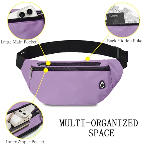 Fanny Pack for Women Men,Crossbody Water Resistant Sports Waist Bag Pack - color: 1pack-lightpurple