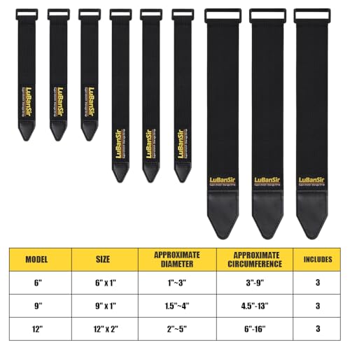 LuBanSir Cinch Straps, Assorted 9 Pack（6“/9”/12“） - size: 6"/9"/12" - Assorted 9 Pack