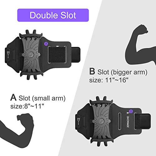 Universal Rotatable Running Cell Phone Armband Holder, Black