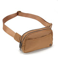 Pander Nylon Fanny Pack Belt Bag for Women with 5 Zipper Pockets - color: Caramel Burnt