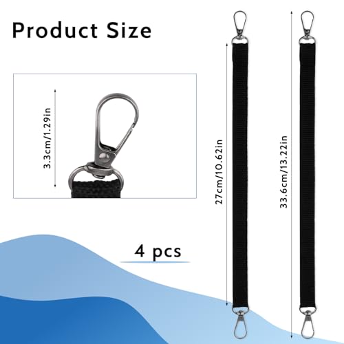 4 Black Electrical Tape Holders - Thong with Snap Hooks, Strap, Polyester Tape Holder Chain for Tool Belts, Pouch Bag, Tool Box & Construction