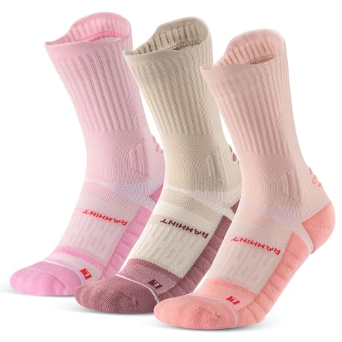 Coolmax Running Socks for Women Stay Dry Cloud Cushioned Compression - color: Mix Pink, size: 5-8