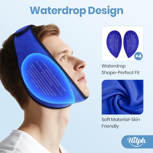 Hilph Wisdom Teeth Ice Pack Head Wrap, Face Ice Pack for Jaw Oral Surgery - color: Blue
