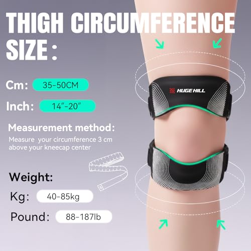 Knee Brace with Patella Knee Strap – Adjustable Compression Support Sleeve for Men & Women, Breathable Knee Brace for Running & Basketball, Patella Knee Brace for Pain Relief (Black)