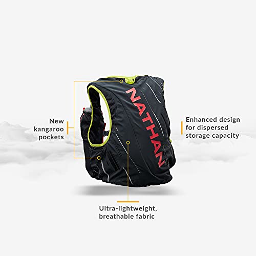 Nathan Pinnacle Hydration Running Vest Backpack for Trail Running & Marathon with Soft Flasks, Lightweight Water-Resistant Race Vest - color: Black / Hibiscus, size: Medium
