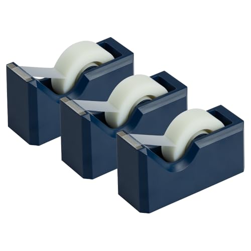 JAM PAPER Colorful Desk Tape Dispensers - Navy Blue - 3/Pack - color: Navy Blue, size: Pack of 3