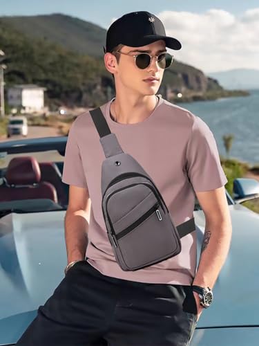 AOSTIHOT Crossbody Sling Bag Small Sling Backpack for Men, Chest Daypack Crossbody Shoulder for Travel Sport Running Hiking Grey - color: Grey