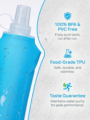 Zelvot Running Vest Collapsible Water Bottle, TPU 500ml Soft Flask (Blue) - color: Blue, size: 16.9 Ounces