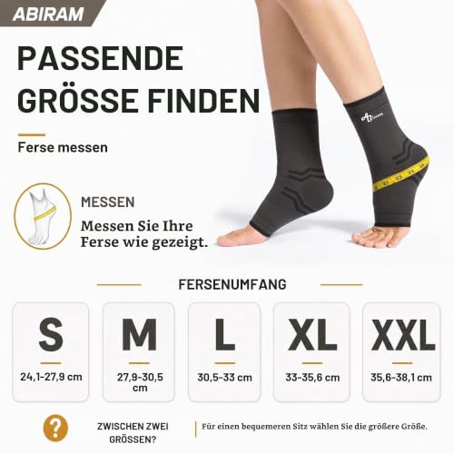 ABIRAM Ankle Brace Compression Sleeve with Adjustable Support Strap - color: Black, size: XX-Large