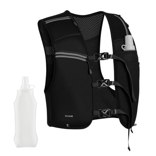 Running Vest for Women & Men with 500ML Soft Flask | Hydration Vest - color: Black, size: L/XL (1 Soft Flask)