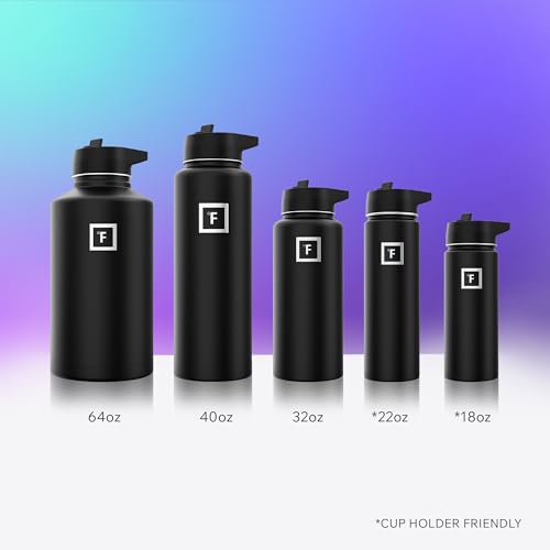 IRON °FLASK Camping & Hiking Hydration Flask with Straw, Wide Mouth Insulated Stainless Steel Sports Water Bottle - 18 oz Bubble Gum