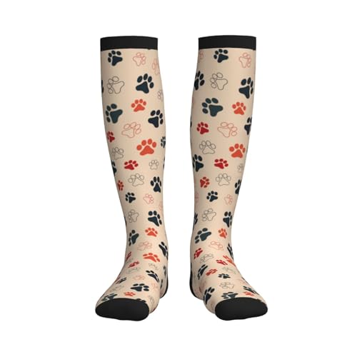 Crazy Fun Compression Socks, Unisex Knee High Support Socks - color: Paw Print