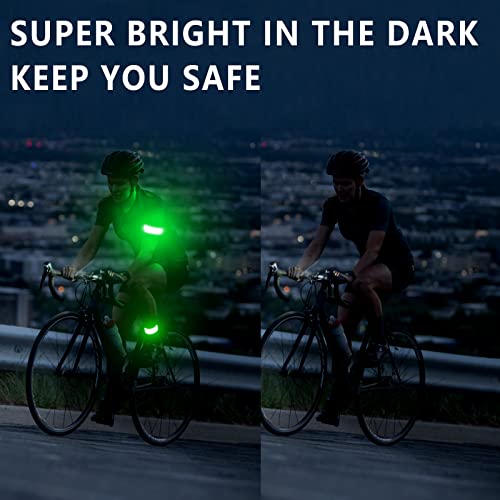 2 Pack USB-C Rechargeable Safety Lights for Runners, 360° Reflective LED Bracelets Armbands Reflectors for Walking at Night - color: Black