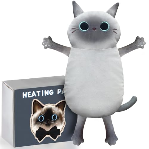 Microwave Heating Pad for Cramps Pain Relief, 22 * 13'' Moist Microwavable Stuffed Animal Period Menstrual Heating Pads for Back, Neck Shoulder and Knee, Big Siamese Cat - size: Large Siamese Cat