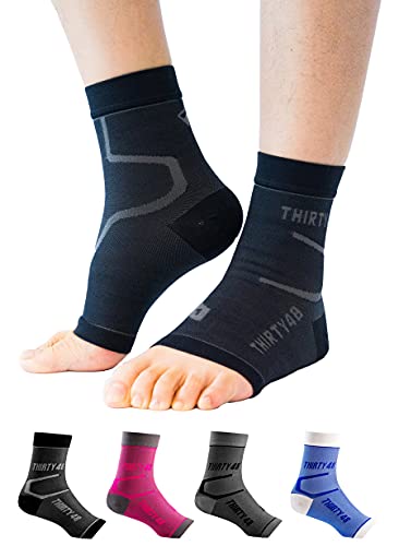 Thirty48 Plantar Fasciitis 20-30 mmHg Ankle Compression Socks, Foot Brace - color: Black (1 Pair), size: X-Large