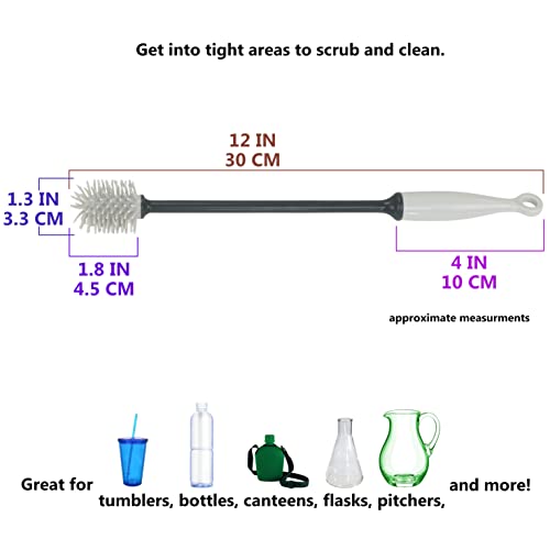 Iconikal 2-Pack Silicone Bottle Brush 12" Gray Flexible Non-Scratch Cleaner