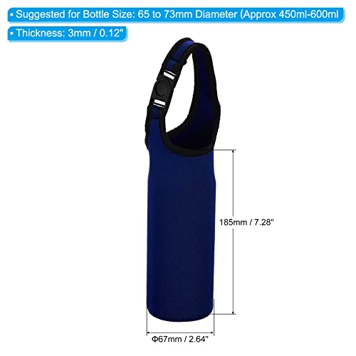 PATIKIL Water Bottle Sling Bag, Neoprene Portable Insulated Bottle Holder Carrier with Removable Adjustable Shoulder Straps - color: Navy Blue