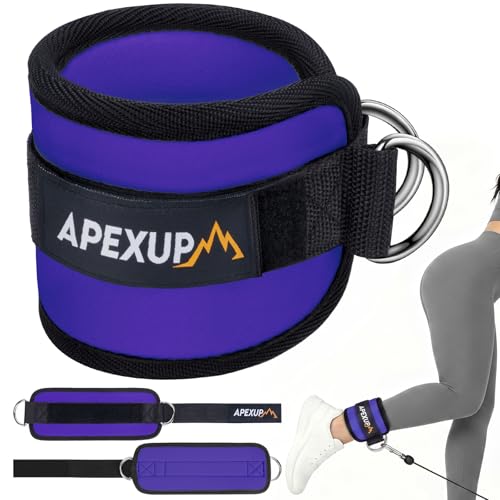 APEXUP Ankle Strap for Cable Machine, Ankle Resistance Bands, Cable Kick Back Ankle Straps for Gym, Glute Workouts, Leg Extensions, Adjustable Straps with Neoprene Padding - color: Purple, style: Pair