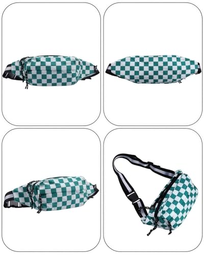 AIBEARTY Fashion Fanny Pack Small Checkered Waist Pack Belt Waist Bag Pack Pouch with Adjustable Strap for Sport Running,Camping,Trip - color: Green Check Pattern
