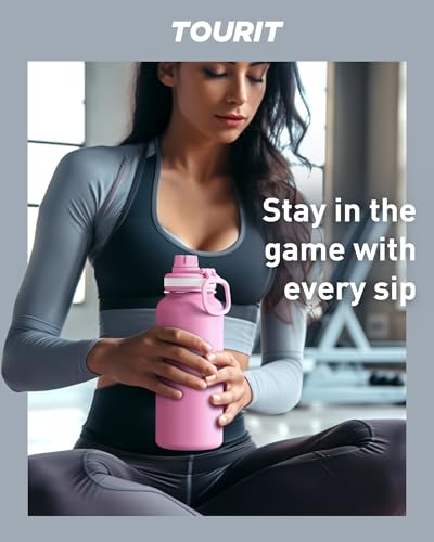 TOURIT 24 oz Stainless Steel Sports Water Bottle with Handle, Midnight Blue - color: Midnight Blue, size: 24 Ounces