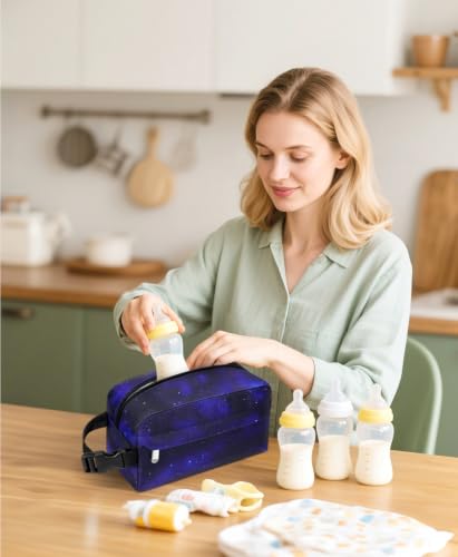 Small Insulated Lunch Bag: Reusable Small Lunch Box, Mini Soft Cooler Bag - color: Starlit Sky