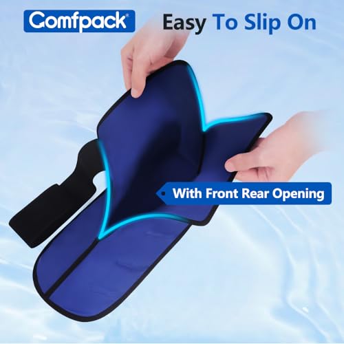 Comfpack Foot Ice Pack Wrap for Plantar Fasciitis Hot Cold Therapy Ice Boot for Foot After Surgery, Plantar Fasciitis, Achilles Tendonitis, Swelling, Heel Pain - size: L Navy Blue