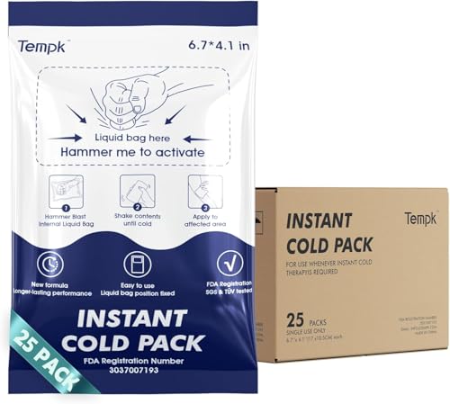 Big 25 Packs(6.7”x4.1“) Instant Cold Packs -Instant Ice Packs for Injuries | Disposable Cold Compress Ice Pack for Pain Relief, Swelling, Inflammation, Sprains, Toothache - Cold Pack for Athletes - size: 25 Packs new(6.7"x4.1")