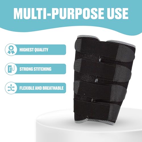 Calf Brace | Premium Compression Sleeve for Men & Women | Provides Pain Relief & Support | For Shin Splints, Lower Leg Pain, Torn Calf Muscle | Black Neoprene Adjustable Support Wrap for Runners