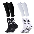Barrlves 2 Set Grip Soccer Socks and Shin Guard Sleeves Non Slip Soccer Sleeve Socks for Men Women - color: Black&White