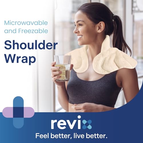 REVIX Microwavable Heating Pad for Neck Shoulder & Back, Moist Heat, Beige - color: Beige