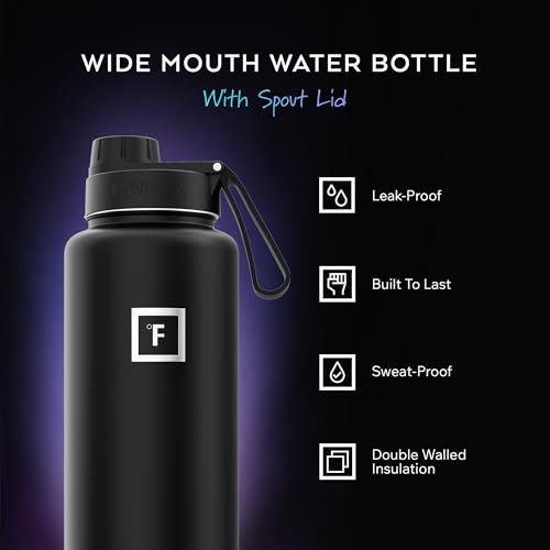 IRON °FLASK 40 oz Wide Mouth Water Bottle with Spout - color: Dark Rainbow