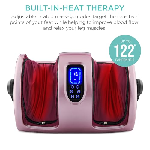 Best Choice Products Shiatsu Foot Massager with Heat for Plantar Fasciitis & Neuropathy, Kneading Foot & Calf Massager with Remote, 360° Adjustable Handle, Rolling & Compression Massage - Rose - color: Rose