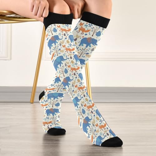Wusikd Cats Compression Socks for Women and Men Circulation Cute Long Socks for Athletic Running 1 - color: Elephant