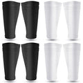 Hicarer 4 Pairs Soccer Shin Guard Sleeves with Pocket, M, White, Black