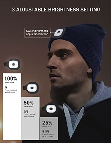 LED Beanie with The Light, Unisex Gifts for Men Dad Husband Him - color: Dark Grey