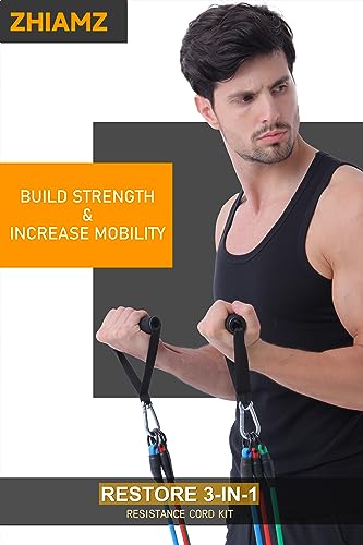 Resistance Bands with Handles, Exercise Bands with Handles, Door Anchor - color: 3-in-1 Band-90lbs