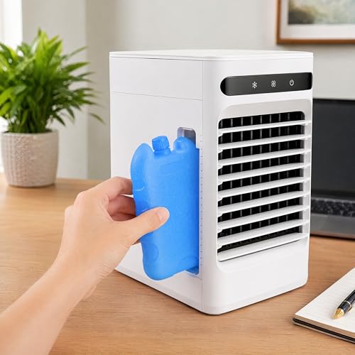 6Pcs Portable Air Conditioner Ice Packs, Reusable Blue Freezer Ice Cubes for Cooling Fan Holder Compact Packs for Outdoor Camping Party and Indoor Use