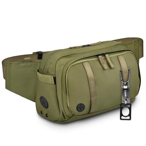 Large Crossbody Waist Bag Tactical Fanny Pack for Men Hip Bum Bag with Water Bottle Holder Adjustable Belt, Workout Traveling Casual Running Hiking Cycling - color: Green