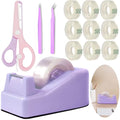XEUZK Desktop Tape Dispenser Kits with Weighted Nonskid Base Tape Dispenser- Includes 9 Rolls of Transparent Tape(0.71 Inch x 500 inches Each) & Pink Scissors, 2 Pcs Tweezers (Purple) - color: Purple