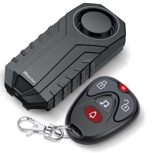 WSDCAM 113dB Loud Anti Theft Vibration Sensor Alarm Systems for Electric Bike Motorcycle Golf Car Trailer Mailbox Garage Door Waterproof Home Security Bike Accessories Bike Alarm with Remote - size: Alkaline Battery