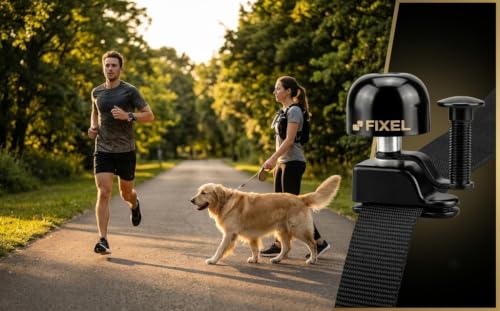 Fixel Clip-On Running Bell for Runners, Hands-Free Wearable Trail Bell for Hydration Vest or Wrist Strap, Loud Clear Ding, Ultralight Copper & Aluminum