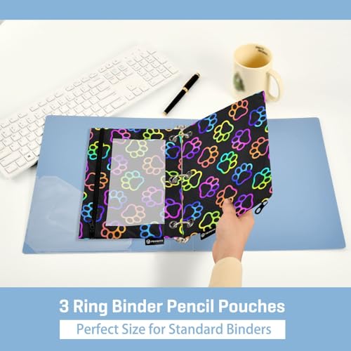 Paw Pencil Pouches for 3 Ring Binder 2 Pack - color: Paw