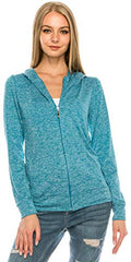 Eevee Women's Full Zip Hoodie - Lightweight Jacket Active Sweater Hooded Sweatshirt Slim Fitting Yoga Activewear - color: Act Blue, size: Small