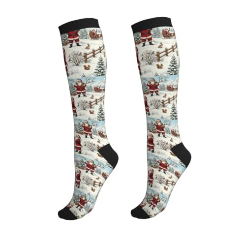 Compression Socks Circulation 15-20 Mmhg Knee High - color: Christmas Santa