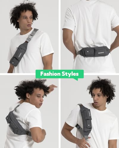 WATERFLY Small Fanny Pack for Women Men, Crossbody Travel Waist Bag, Gray - color: Light Gray